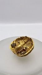 UNIQUE Vintage gold intricate wired peacock brooch Blue Green White Rhinestones