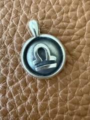 A Horoscope Libra Medallion Pendant In sterling silver New 0.5”Diameter 3g