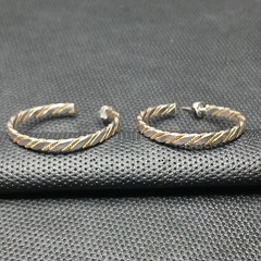 STERLING SILVER 925 Hoop Earrings Rrapped W/Gold Over Chain. 14.483