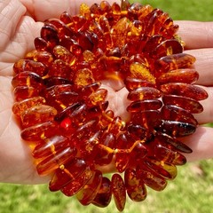 Vintage Natural Baltic Amber Necklace 18,5″ Polished Cognac Nugget Beads