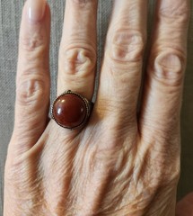 Vintage Sterling Silver Carnelian Adjustable Ring