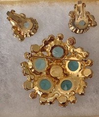 Juliana Delizza and Elster Blue RARE brooch and earrings set Hard To Find Set