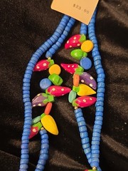 VINTAGE 80s PETITE SOPHITICATE FRUIT CHARM MULTIPLE STRAND COLORFUL 28″ NECKLACE