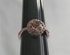 Vintage Signed Rose Gold Plated & Morganite Engagement Ring size 9
