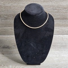 Gold Tone Rope Chain 15in Necklace Vintage Style Twisted Link – Unisex 3mm 15 in