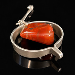Anna Greta Eker Norway Sterling Silver Carnelian Modernist Pendant Necklace