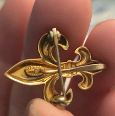 Fleur De Lis Watch Pin 1/20 12k Gold Filled Material With Vintage Swiss Pocket