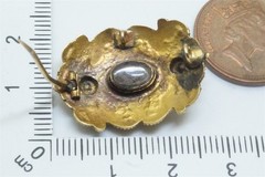 ANTIQUE ENGLISH 15K GOLD AMETHYST HAIR LOCKET PIN BROOCH c1830
