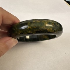 Vintage BAKELITE Bangle Bracelet Green Marbled