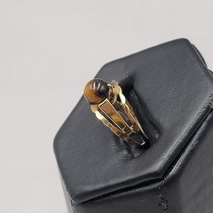 Vintage 585 14k Yellow Gold Ring Tigers Eye Stone 1.5 grams Size 5.5