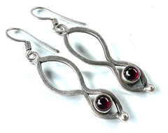 Red Gemstone Dangle Earrings Openwork Design 925 Sterling Silver #20
