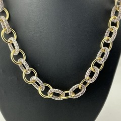 Necklace Chunky Chain 16-18”L 2.2 Ozs Silver/Gold Tone Mixed Modern Urban Glam