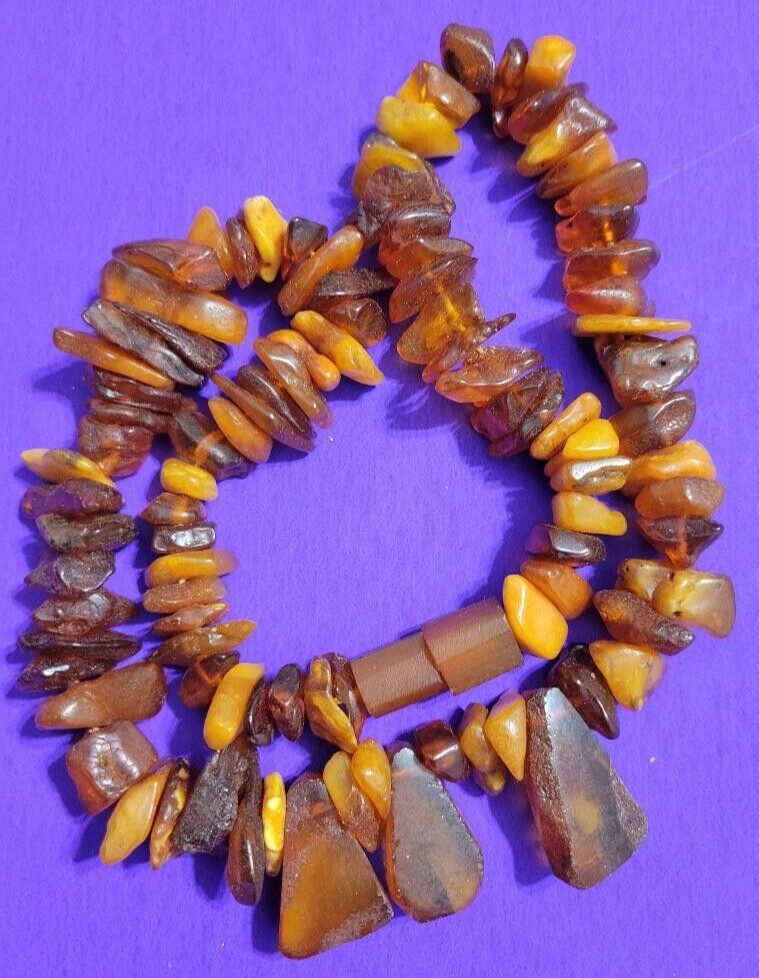 RARE OLD HUGE Natural Baltic AMBER Beads Necklace 57