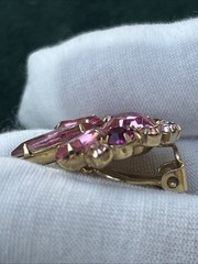 Vntg. Juliana D & E Pink Rhinestone Bracelet & Earring Set Verified D&E 5-Link