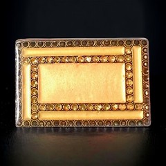 French Art Deco Brooch Enamel Champagne Rhinestone Trombone Clasp Vintage