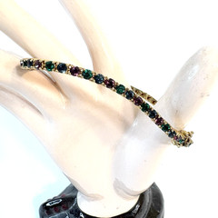 Vintage Joan Rivers Tennis Bracelet Blue Green Purple Swarovski Crystal 7 1/2″