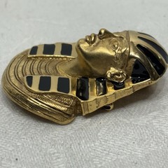 Vintage Signed Erwin Pearl Gold Enamel King Tut Egyptian Revival Brooch Pendant