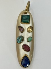 Ashley Pittman Pendant Signed AP Kenya Vintage Gemstones Horn? Bone? Vtg Jewelry