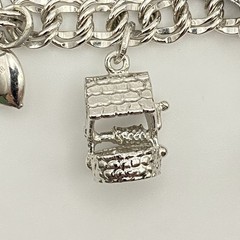 Vintage 70’s Sterling Silver 7″ Variety Charm Bracelet Double Link Safety Chain