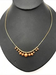 Medici Faux Pearl Autum Bead Gold Tone Chain Necklace 17″