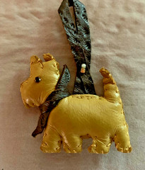 Vintage miniature leather cowboy boots 2 pair + dog Brooch Pins