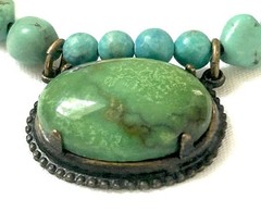 Vintage Handmade Turquoise Bead And Pendant Necklace Adjustable Length
