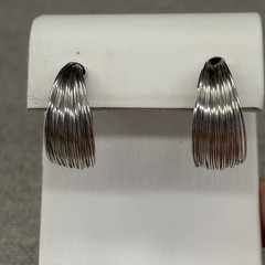Vintage Vendome Earrings Silver Tone Wire Hoops Clip Ons Signed