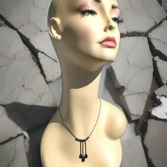 Original STERLING SILVER 925 Deco Modernist Rare Necklace Vintage Sapphire Paste