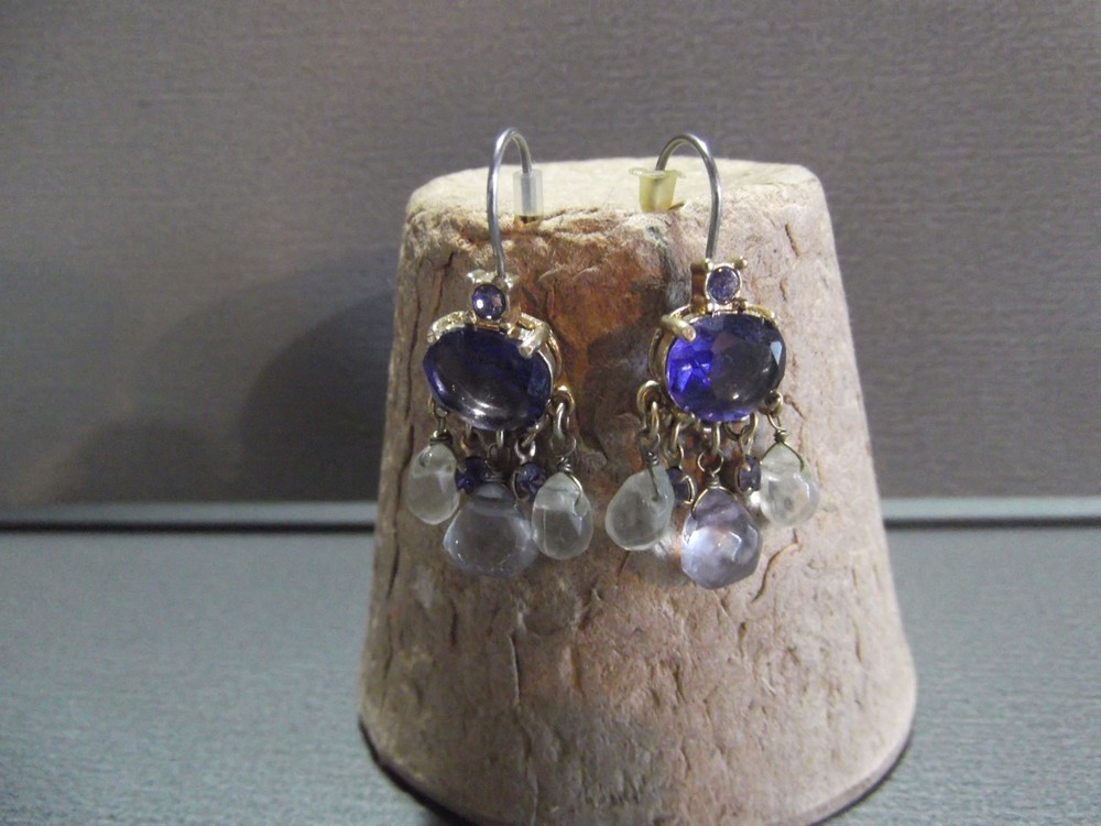 1 Pair Unique .75″in Glass Light Purple Chandelier Shape Dangle