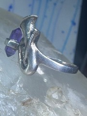 Vintage Trumpet ring amethyst horn musical instrument sterling silver size 7.5