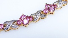 Lovely Ross Simons Pink Topaz Sterling Vermeil Tennis Bracelet
