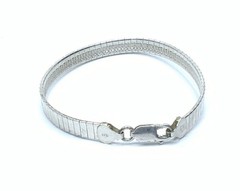 ITALY IBB 925 Sterling Silver Rhodium Plated Textured Omega Chain 7.5” Bracelet