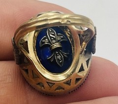 Antique Victorian 19k Gold & Sterling Silver Rose Diamond Enamel Flip Ring