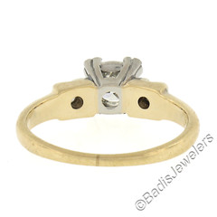 Antique 14k Gold & Palladium 0.60ctw Old Diamond Squared Setting Engagement Ring