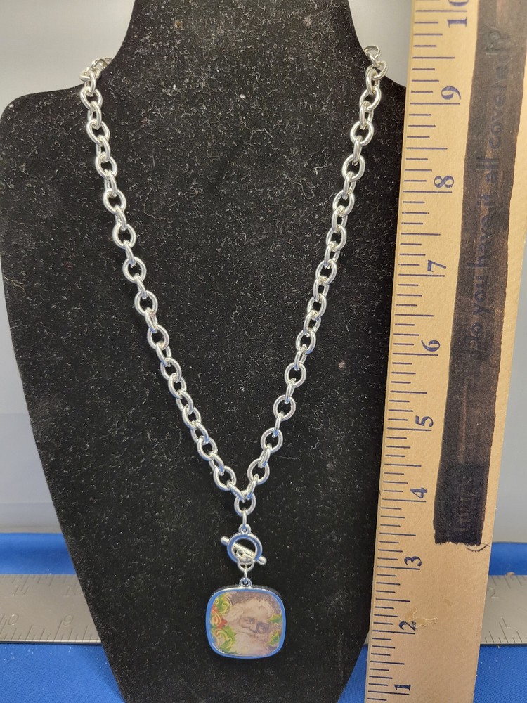 Pendant Necklace Silver Chain Style with Reversible Pendant 103