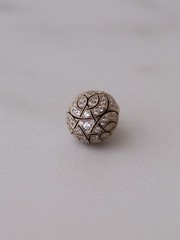 Vintage Soviet Era c.1990 Fully Pavé Enamel Egg Pendant 18k 750 Gold 960 Silver
