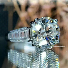 3.00Ct Round Cut Real Moissanite Solitaire Engagement Ring 14K White Gold Plated