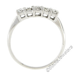 Vintage 14K White Gold 0.60ctw 5 Diamond Prong Set Stackable Wedding Band Ring