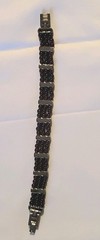 Vintage garnet beaded bracelet Silver Tone Metal 7.5” Marcasite