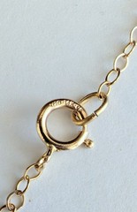 Beautiful Antique 14K GF Opalite Dangle Necklace w/Foil Button Pendant