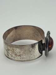 Vintage Sterling Silver Modernist Amber Bracelet Theodor Klotz Teka Germany