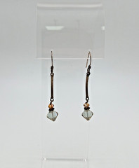 925 Crystal Drop Earrings 1.75in Sterling Silver 2g Aqua Blue Amber Tone Bicone