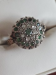 .80 Ct. Super RARE 1800s 14K GOLD EMERALD & ROUGH CUT DIAMOND RING SZ-8 #217