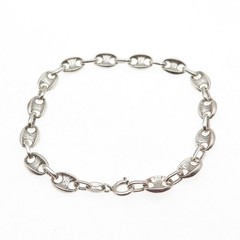 925 Sterling Silver Vintage Italy Anchor Mariner Link Bracelet 7.25″