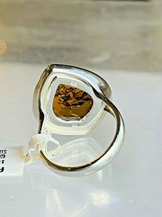 14K Gold Filled Baltic Amber Ring Size 6,0 Egg Yolk Butterscotch Polish Silver