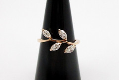 0.48CTW Marquise Shape Diamond Leaf Design Ring 14 Karat Rose Gold Size 6.5