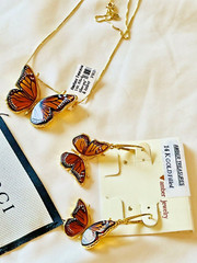 14K Gold Filled Butterfly Genuine Baltic Amber Earrings Vintage Butterscotch 925