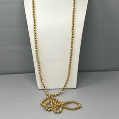 Czech Gold Glass Bead Flapper Necklace Fire Polished Coated Hand Knotted Cord 62