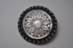 Vintage Jerusalem Silver 935 Brooch with Mother of Pearl