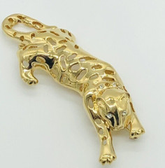Lady Remington Gold Tone Panther Tiger Cat Large Goldtone Rhinestone Pin Brooch